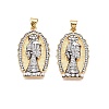 Brass Micro Pave Cubic Zirconia with ABS Imitation Pearl Pendants KK-T070-22G-1