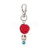 Skull Rose Resin & Synthetic Turquoise Pendant Decoration KEYC-JKC00824-1