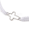 Cross Alloy Connector Charms Braided Bracelets BJEW-JB11067-02-3