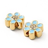 Flower Brass Micro Pave Clear Cubic Zirconia Beads KK-G419-06G-06-3