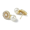 Rack Plating Brass With ABS Imitation Pearl Beads EJEW-U006-05G-2