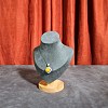 Velvet Bust Necklace Display Stands with Wooden Base ODIS-Q041-02A-02-1