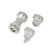 Brass Micro Pave Clear Cubic Zirconia Screw Clasps KK-H202-02B-P-2