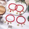 8Pcs Christmas Theme Glass Beaded Stretch Bracelets BJEW-JB11190-2