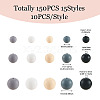 150Pcs 15 Styles Silicone Beads SIL-TA0001-30-4