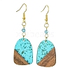 Resin & Walnut Wood Arch Dangle Earrings EJEW-JE05506-04-1