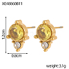 304 Stainless Steel Cubic Zirconia Stud Earrings STAS-OY009-15G-4