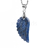 Natural Lapis Lazuli Angel Wing Pendant Necklace PW-WG24892-15-1