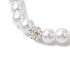 Brass and Glass Pearl Beads Stretch Bracelets for Women BJEW-JB11381-02-4