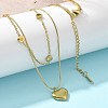 304 Stainless Steel Heart Pendant Double Layer Necklaces for Women NJEW-C084-04G-4