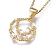 Brass Micro Pave Clear Cubic Zirconia Pendant Necklaces NJEW-R256-02-3