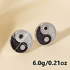 Retro Chinese Style Stainless Steel Flat Round with Yin-yang Stud Earrings MT2482-1-3