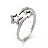 201 Stainless Steel Double Star Finger Ring RJEW-J051-14P-1