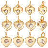 Beebeecraft 12Pcs 3 Style Brass Micro Pave Cubic Zirconia Charms ZIRC-BBC0001-69-1