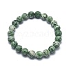 Natural Green Spot Jasper Bead Stretch Bracelets X-BJEW-K212-B-017-2
