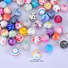 Printed Round Silicone Focal Beads SI-JX0056A-24-2