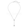 Rhodium Plated 925 Sterling Silver Pave Clear Cubic Zirconia Cable Chain Teardrop Tassel Pendant Necklaces for Women NJEW-Q342-08P-1