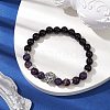 8mm Round Dyed Natural Tiger Eye & Black Onyx Beaded Stretch Bracelets BJEW-TA00516-03-2