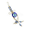 Flat Round with Evil Eye Glass Pendant Decorations EVIL-PW0002-07-2