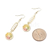 Shell Pearl with Enamel Lemon Dangle Earrings EJEW-TA00071-4