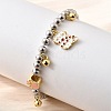 Brass Enamel Round Beads Charm Bracelets for Women BJEW-D317-11C-PG-3