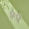 Tarnish Resistant 304 Stainless Steel Woven Net with Feather Dangle Earrings for Women EJEW-JE05005-3