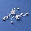 999 Sterling Silver Flower Tassel Ear Plug Gauges EJEW-P296-10S-2