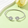 Teardrop Brass Micro Pave Cubic Zirconia Cuff Bangles & Rings Sets for Women SJEW-R002-04P-01-3