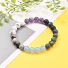 Round Natural & Synthetic Gemstone Beaded Stretch Bracelets BJEW-JB05596-4