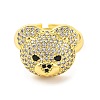 Bear Brass Micro Pave Cubic Zirconia Open Cuff Ring for Women RJEW-U003-22G-G-2