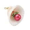 Natural Shell & Round Glass Pendants PALLOY-MZ00912-07-3