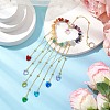 Wire Wrapped Chakra Natural Gemstone Chips Heart Hanging Ornaments HJEW-JM02368-2