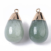 Top Golden Plated Natural Green Aventurine Pendants G-T131-02D-2