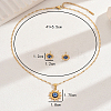 Vintage 201 Stainless Steel & Plastic Sun with Evil Eye Stud Earrings & Pendant Necklaces Set for Women EW9229-2