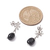 Natural Obsidian Twist Oval Dangle Stud Earrings EJEW-JE05664-05-3