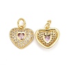 Rack Plating Brass Cubic Zirconia Charms ZIRC-C031-03G-3