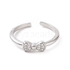 Clear Cubic Zirconia Bowknot Open Cuff Ring RJEW-E072-14P-2