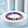 Natural Amethyst & Alloy Buddha Head Beaded Strech Bracelets BJEW-JB09420-01-4