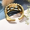 Rack Plating Brass Micro Pave Clear Cubic Zirconia Cuff Finger Rings for Women RJEW-M028-30G-01-5