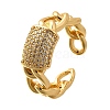 Brass Micro Pave Cubic Zirconia Cuff Rings RJEW-U035-03G-4