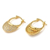 Teardrop Brass Hoop Earrings with Clear Cubic Zirconia EJEW-Q791-06G-2
