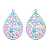 Spray Painted 430 Stainless Steel Filigree Big Pendants STAS-TAC0004-052K-2