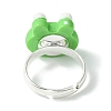 Frog Resin Finger Ring RJEW-JR00639-01-4
