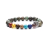 Mixed Gemstone Stretch Bracelet with Alloy Heart Beads BJEW-JB08099-4