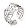 Non-Tarnish 304 Stainless Steel Hollow Spider Web Open Cuff Ring for Women RJEW-M149-25P-3