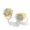 Sunflower Natural Green Aventurine Finger Rings RJEW-B113-03G-03-4