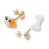 Glass Seed Beads Dog & Bone Stud Earrings EJEW-MZ00339-4