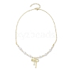 Bowknot Alloy Shell Pearl Pendants Necklaces NJEW-TA00152-3