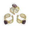 Oval Natural Amethyst Finger Rings RJEW-N046-07G-07-1