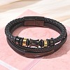 Braided Microfiber Leather Cord & Natural Tiger Eye Multi-strand Bracelets BJEW-C153-01A-3